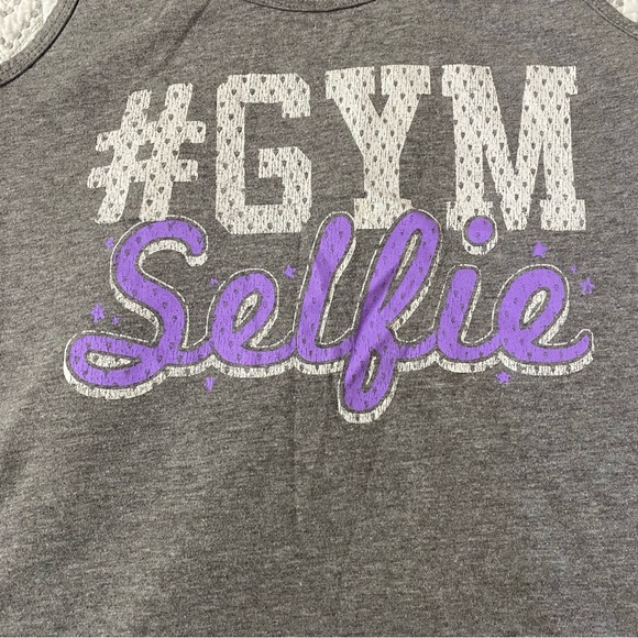 Chin Up Apparel Gray and Purple #GYM Selfie Tank Top - Picture 3 of 5
